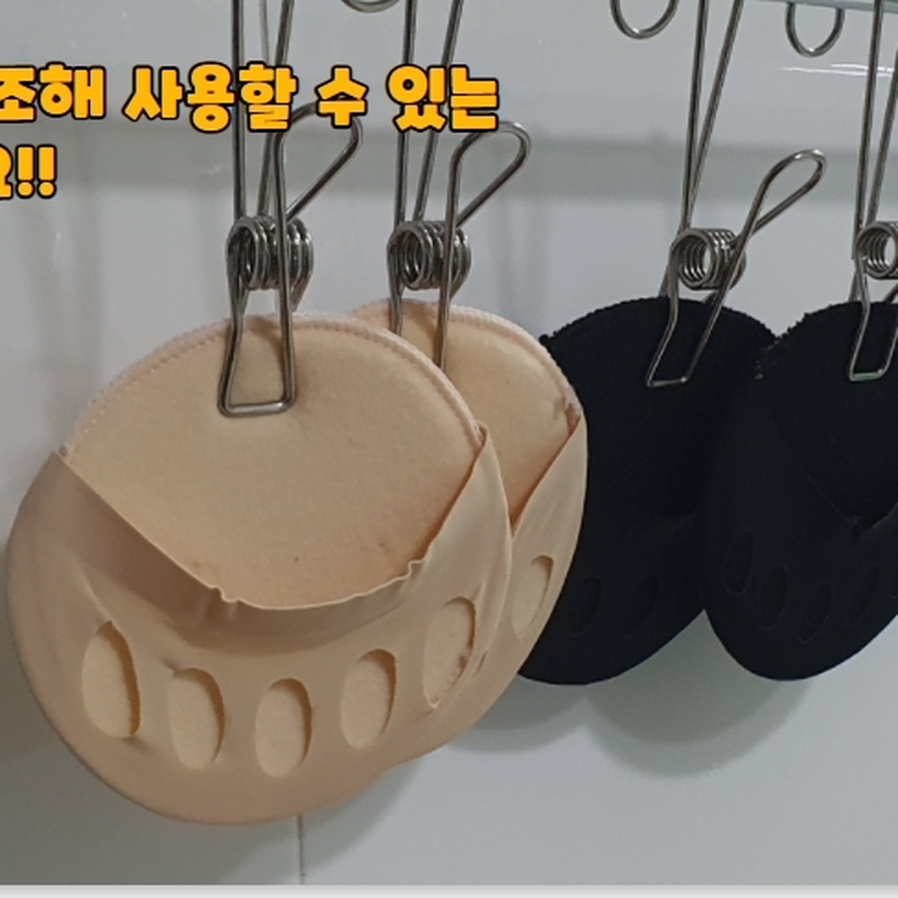 스판면소재 운동화오픈발가락토우캡 여성구두앞꿈치패드 반양말 검정 - 상세 이미지 3