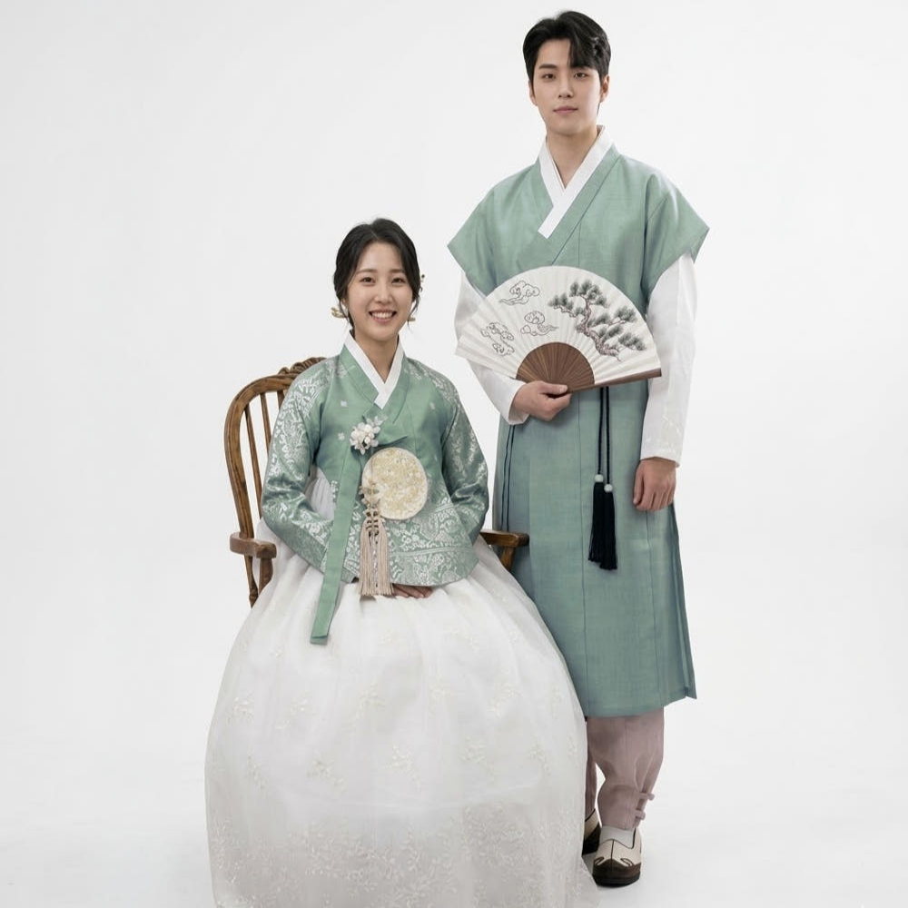 궁 한복 대여 신랑신부 2벌 빅사이즈 피로연 웨딩 촬영 한복 178번 - 상품 이미지