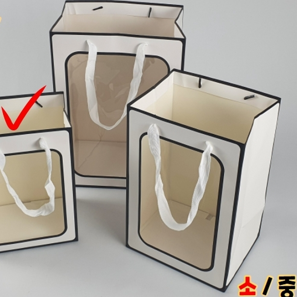 투명창 선물포장용직사각쇼핑백 화장품포장용종이가방 소 - 상세 이미지 5