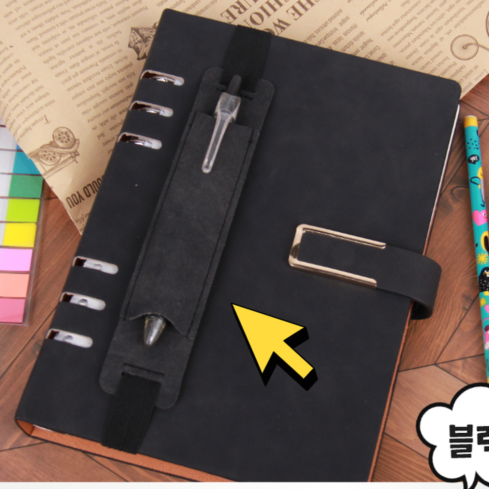 쫀쫀한밴딩 다이어리플래너펜고정홀더 노트스케쥴러펜홀도 블랙 - 상세 이미지 3