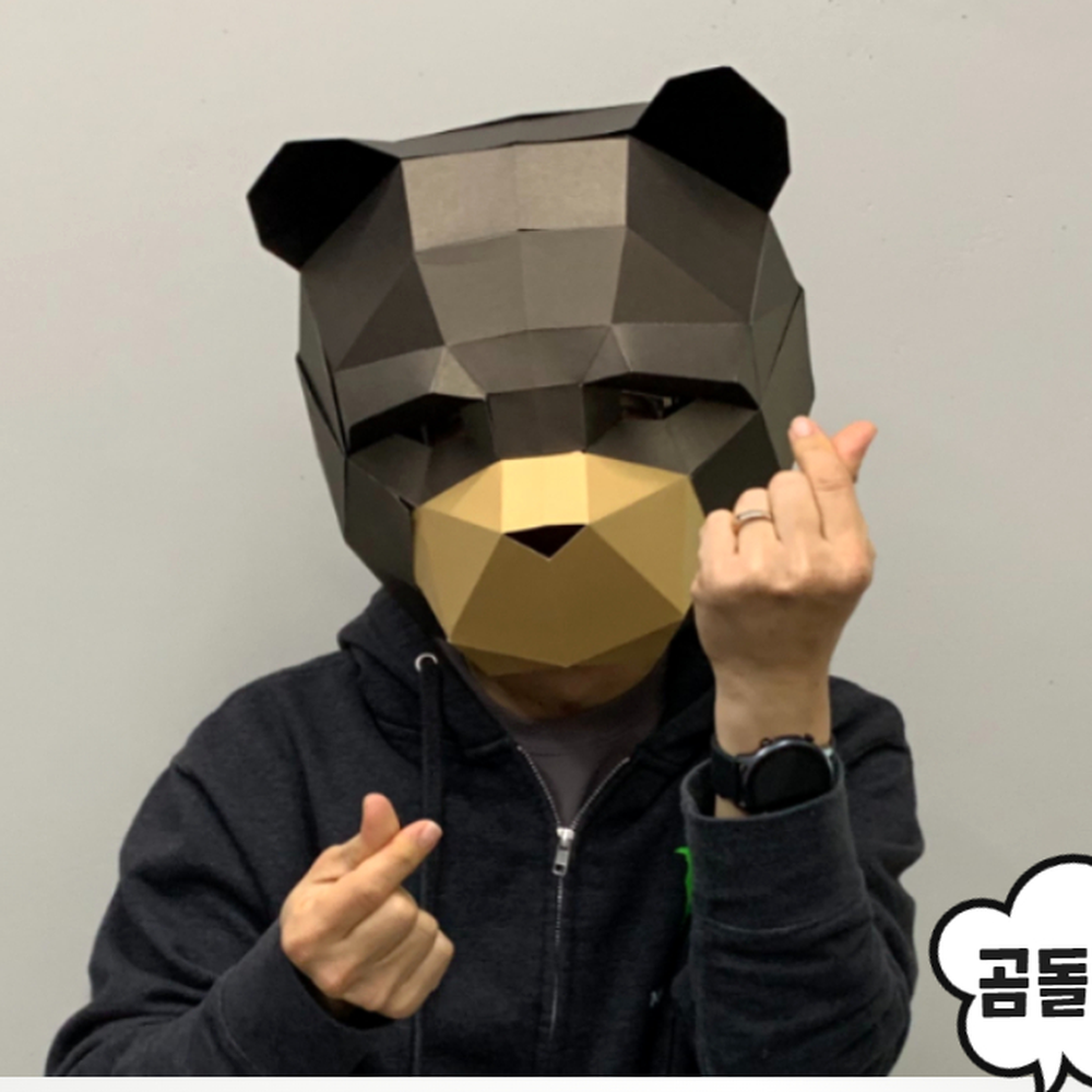 귀여운디자인 가족체험형놀이종이가면 연극역활극소품 곰돌이 - 상세 이미지 3