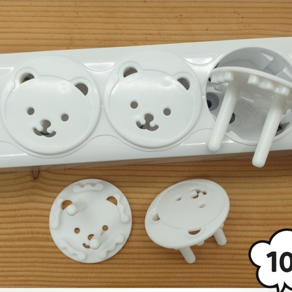 플라스틱안전캡 곰돌이디자인감전예방콘센트캡 화이트화재예방콘센트커버 10P 2.5cm - 상세 이미지 2
