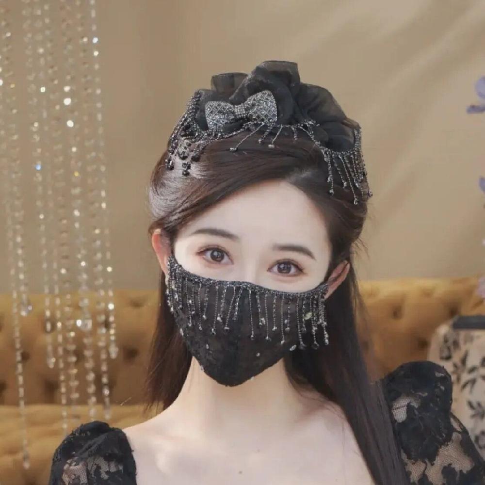 레이스 패션 마스크 시스루 액세서리 댄스 큐빅 장식 파티 - 상세 이미지 5