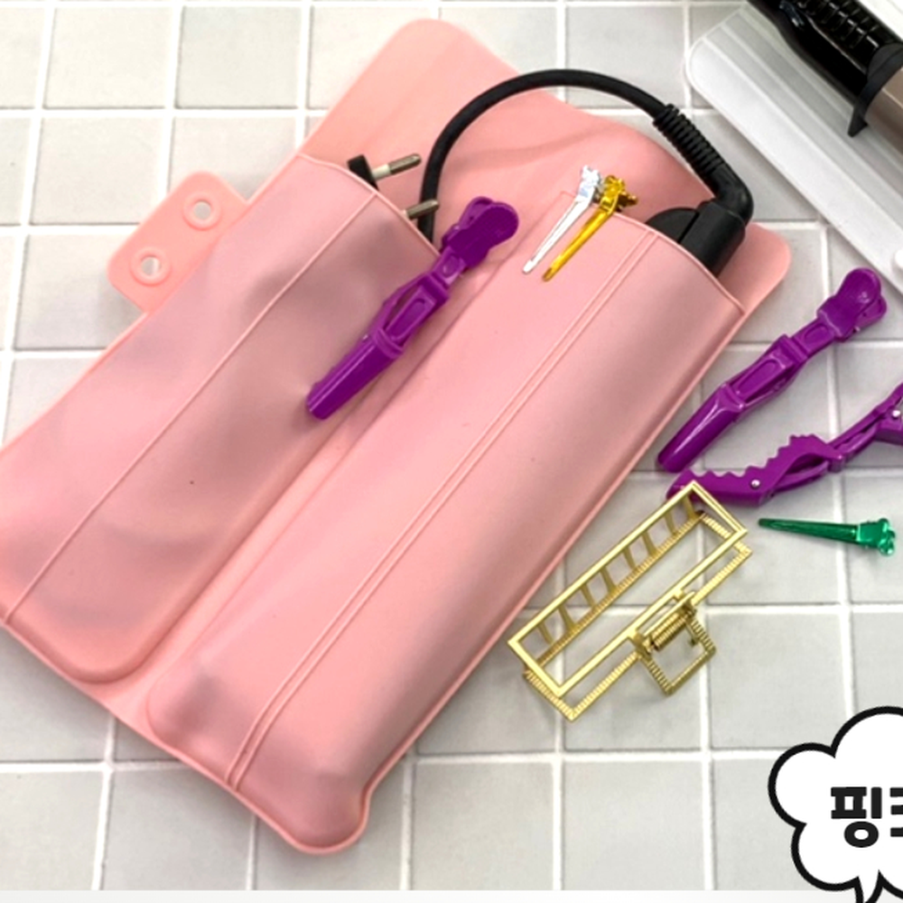 투포켓 고데기내열매트대용파우치 책상화장대정리파우치 핑크 - 상세 이미지 2
