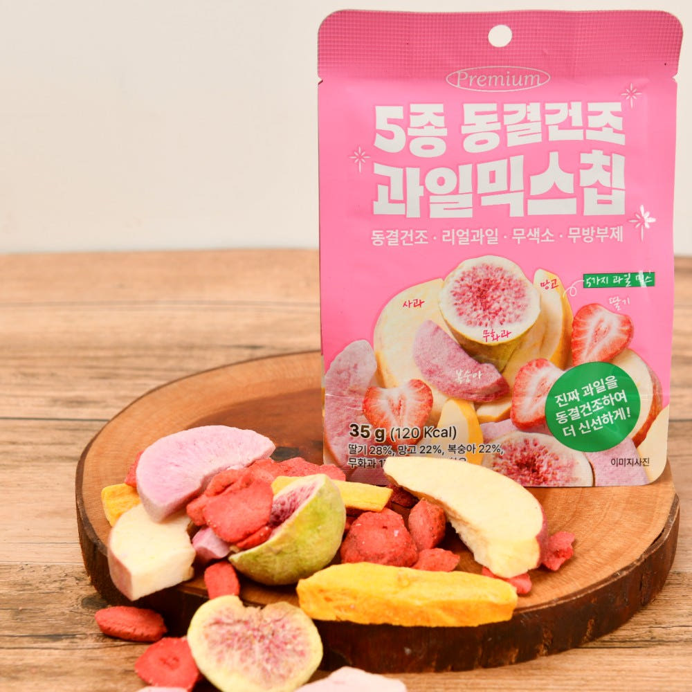 프리미엄 딸기 망고 복숭아 무화과 사과 동결건조 믹스 과일칩 35g, 2개 상세 이미지 4