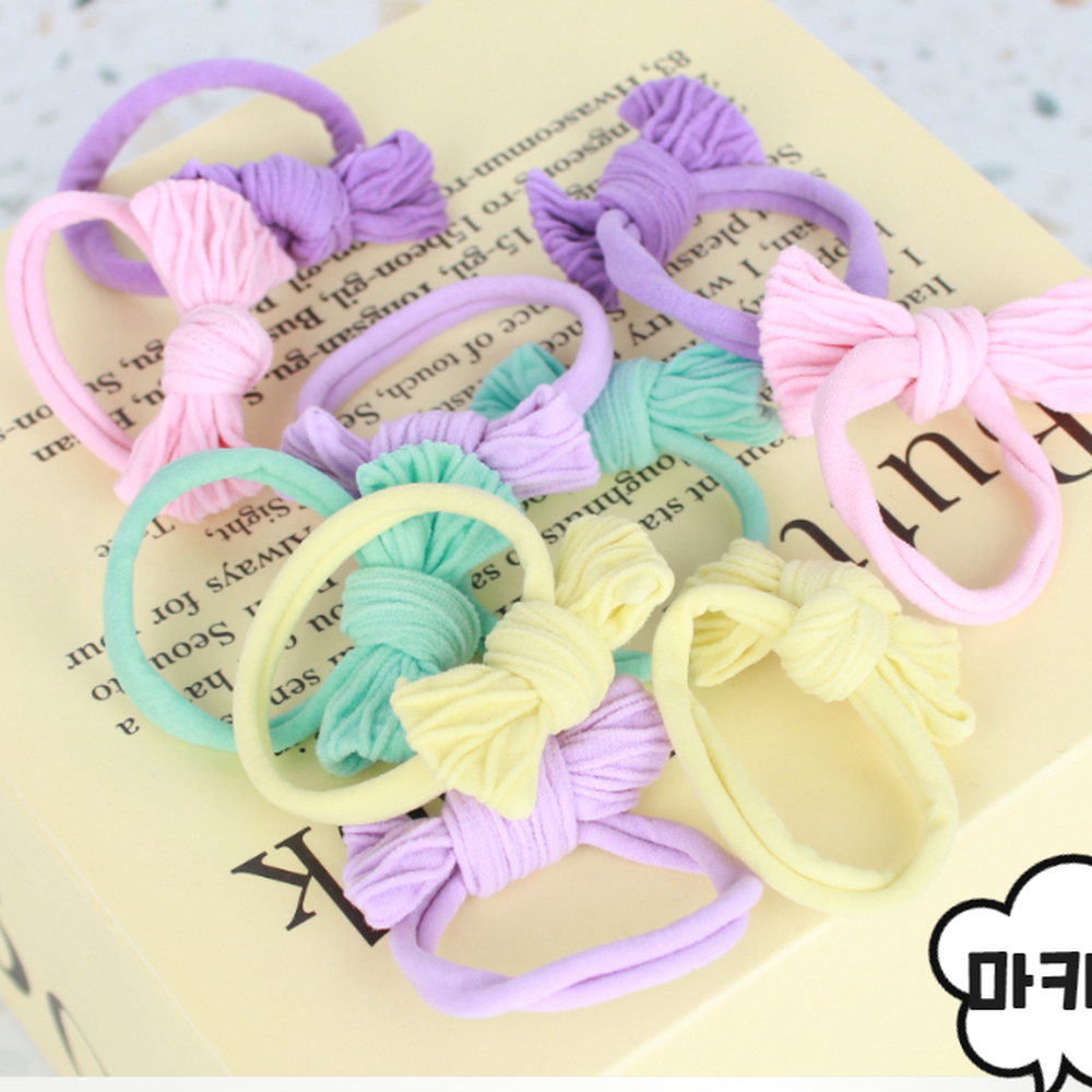 뛰어난탄성 묶음머리용리본머리끈 반묶음리본포인트 10P 마카롱 - 상세 이미지 2