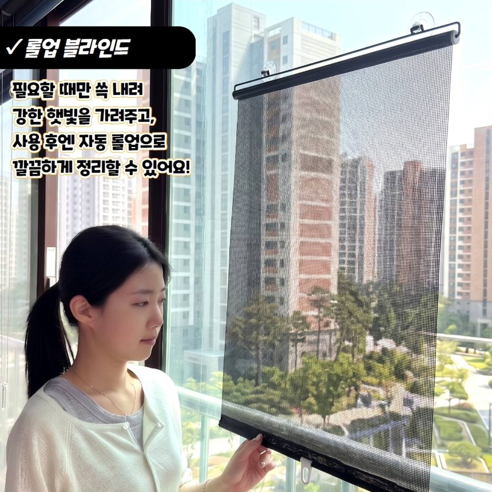 롤업블라인드 차량내부자외선차단블라인드 카페매장인테리어블라인드 68x125 - 상세 이미지 3