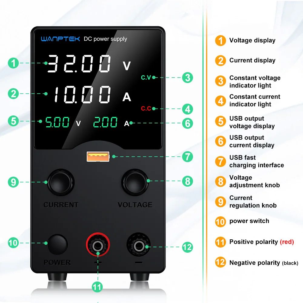 DC 전원 공급 장치 조정 가능 실험실 스위칭 Black 32V5A GA305H 220V EU Plug - 상세 이미지 4