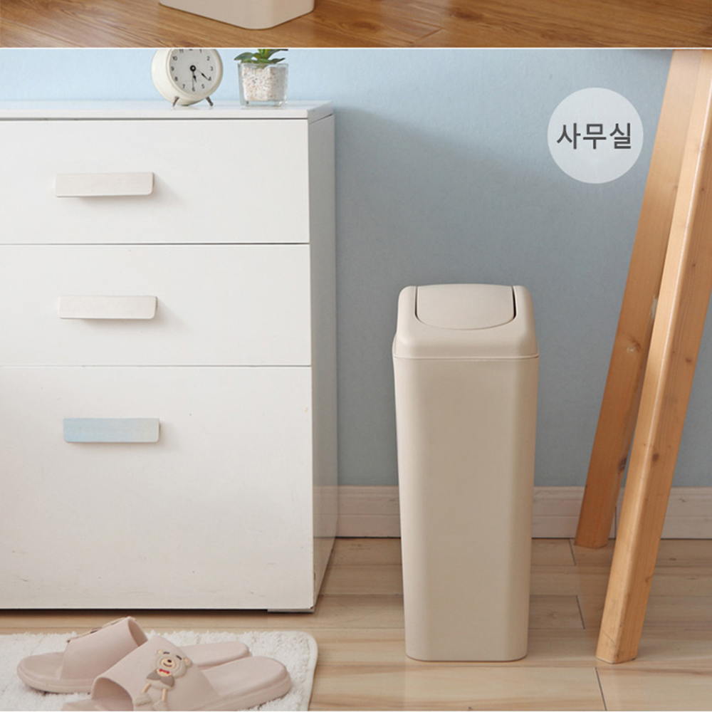 스윙뚜껑틈새수납주방휴지통 냄새최소화회전형틈새휴지통 슬림형주방쓰레기통 3색 - 상세 이미지 3