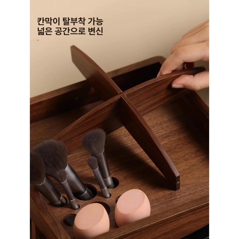 원목 화장품 보관함 정리대 정리함 화장대 수납함 향수 트레이 정사각형 - 상세 이미지 3