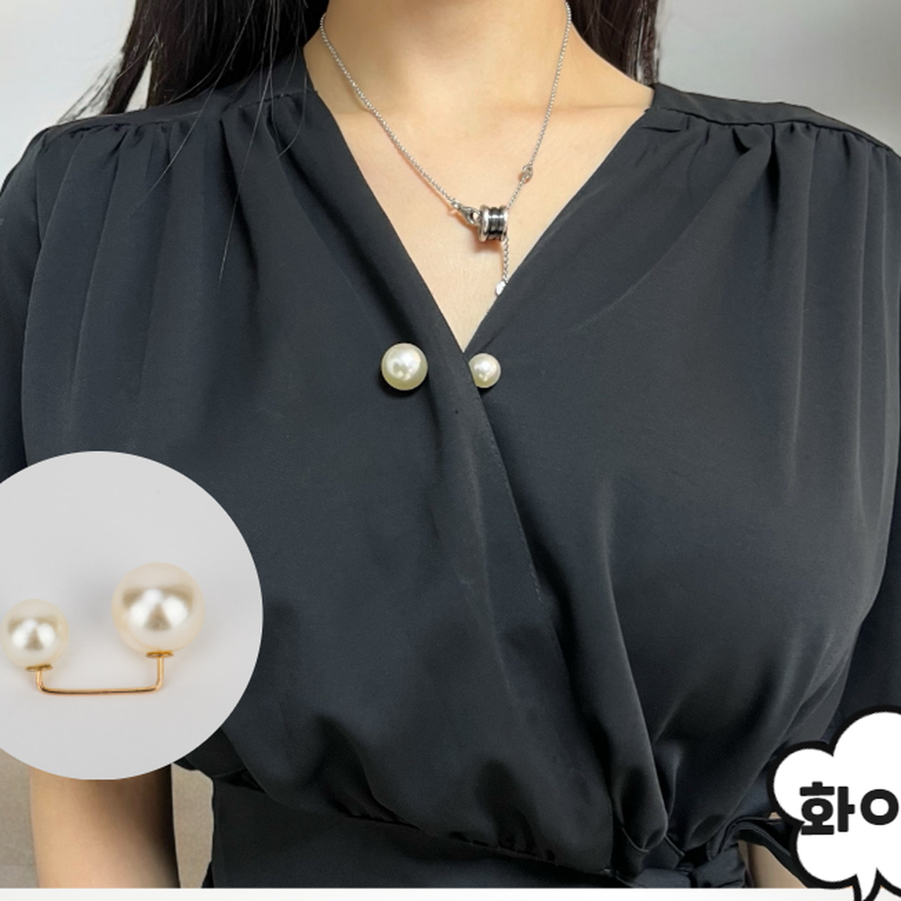 튼튼한옷핀 의류리폼수선진주브로치 블라우스셔츠포인트장식옷핀 화이트 - 상세 이미지 2