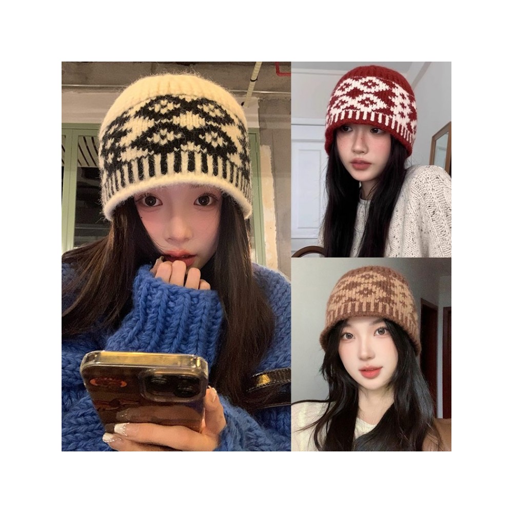 눈꽃 노르딕모자 롱비니 챙없는모자 스키장 니트모자(주문의2배수량 배송) - 상품 이미지