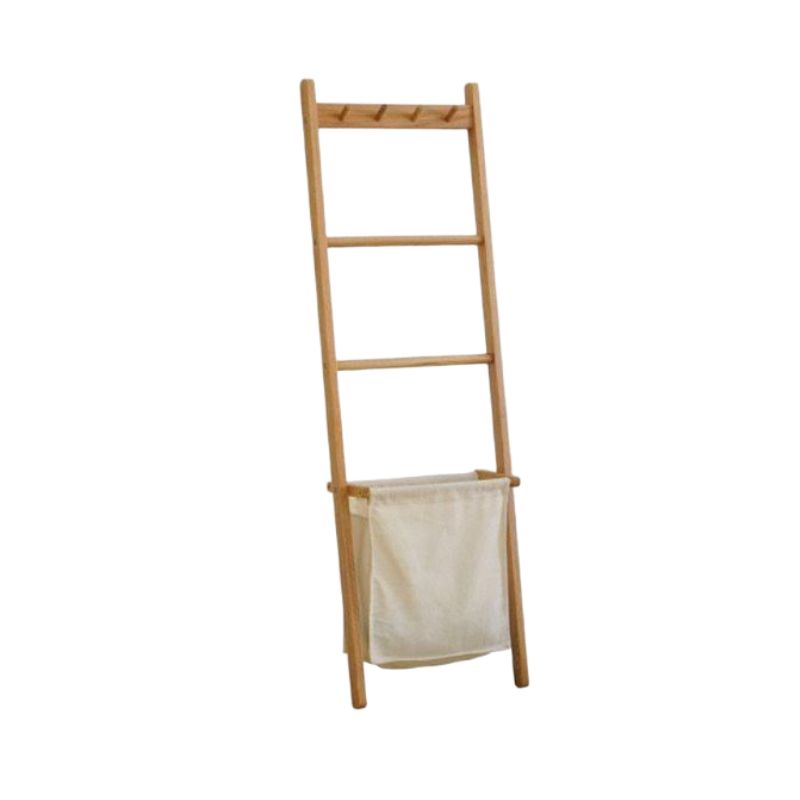 우드 원목 옷걸이 틈새 사다리 스탠드 행거 옷 햄퍼 너도밤나무 140cm - 상품 이미지