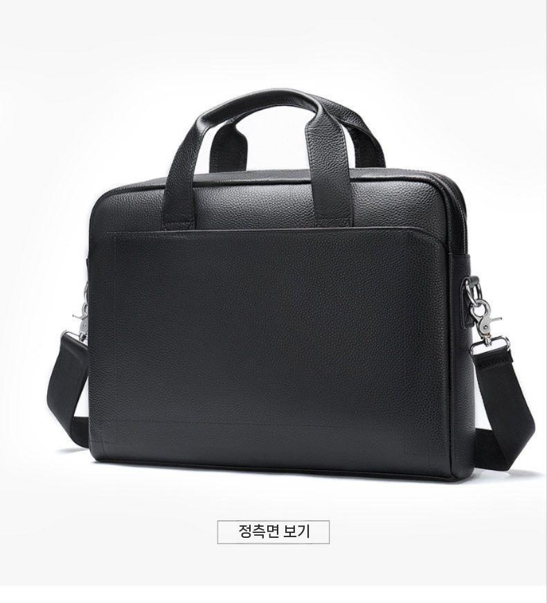 남자캐주얼 천연소가죽 서류가방 브리프케이스 출장가방 갈색 - 상세 이미지 3