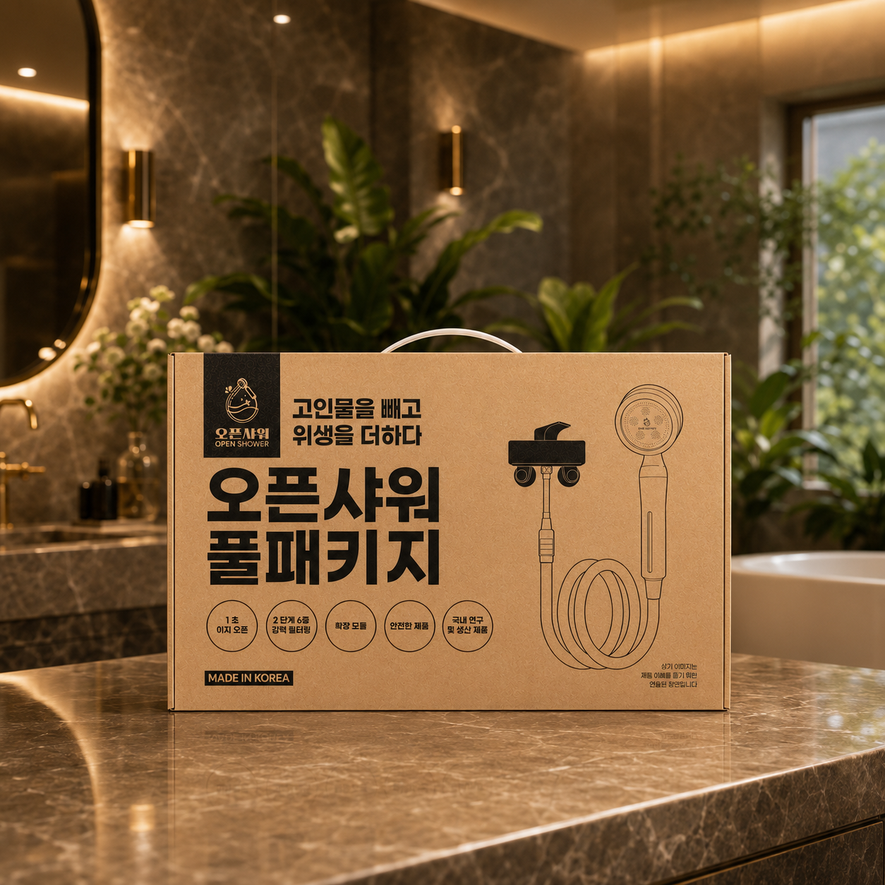 오픈샤워 필터샤워기 풀패키지 [ 약 1년치 필터 구성 ] - 상품 이미지