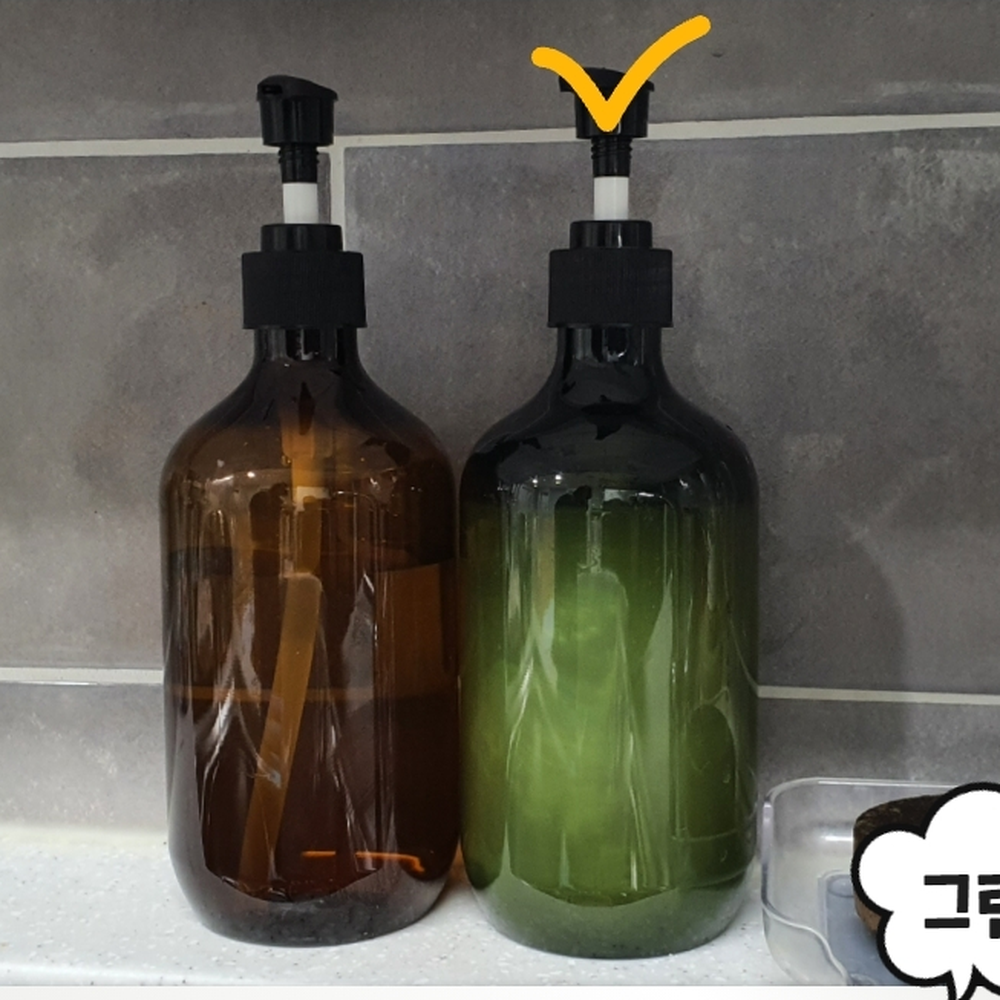 그린화장품디스펜서펌핑용기 변질방지디스펜서용기 펌핑컨디셔너공병 500ml - 상세 이미지 2