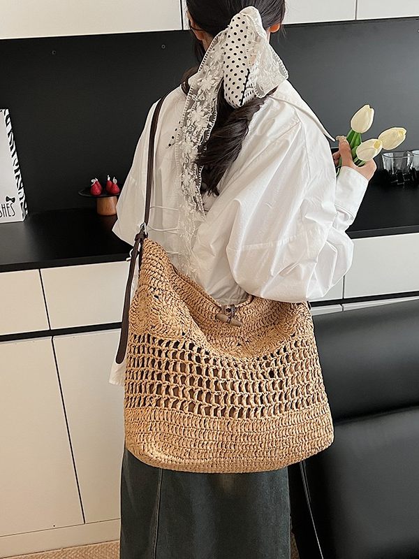 라틴가방 여름 휴양지 라탄 가방 여성 동남아 네트백 브라운 이미지 6