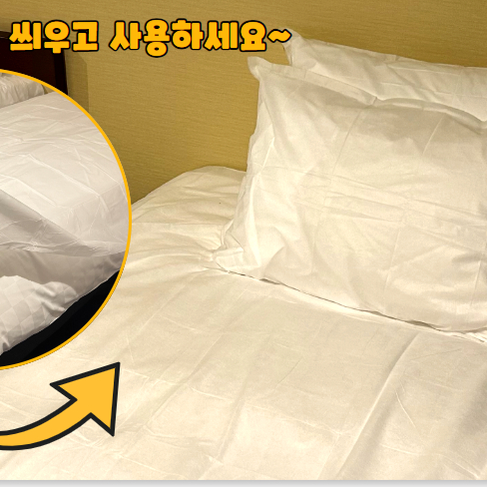 통풍구멍 여행위생침대시트 병원요양시설일회용침대시트 세트 싱글 - 상세 이미지 3