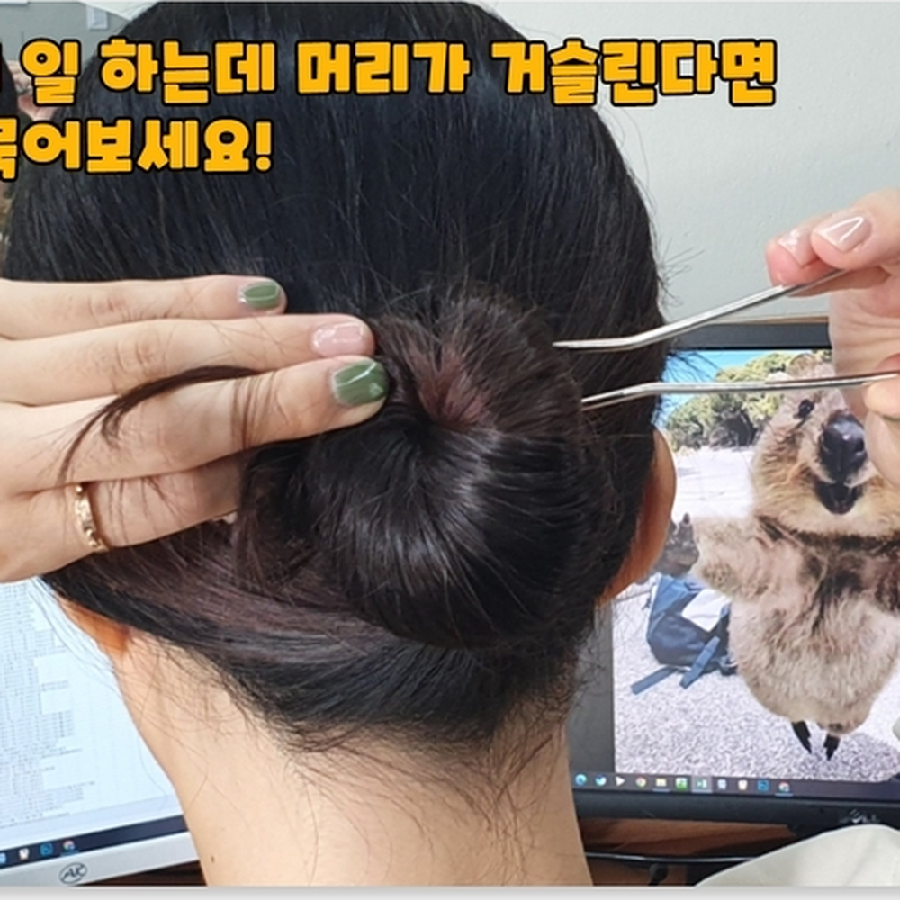 커브드형태 무용무대공연헤어메탈유핀 전통의상헤어비녀 은색 - 상세 이미지 3