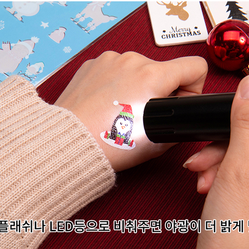 크리스마스그림 야광타투판박이 타투스티커 크리스마스파티판박이 - 상세 이미지 4