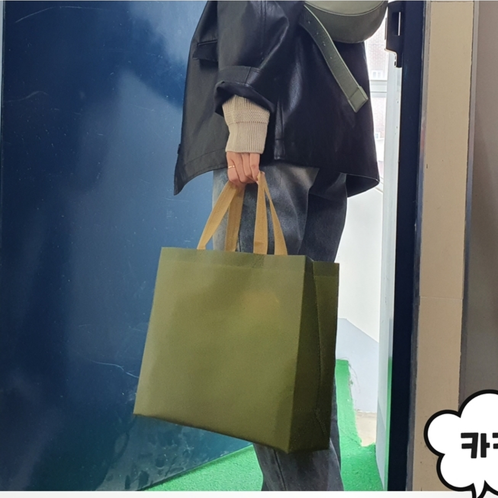 방수코팅 도서잡지보관용가로쇼핑백 의류패션소품포장가방 카키 소 - 상세 이미지 2