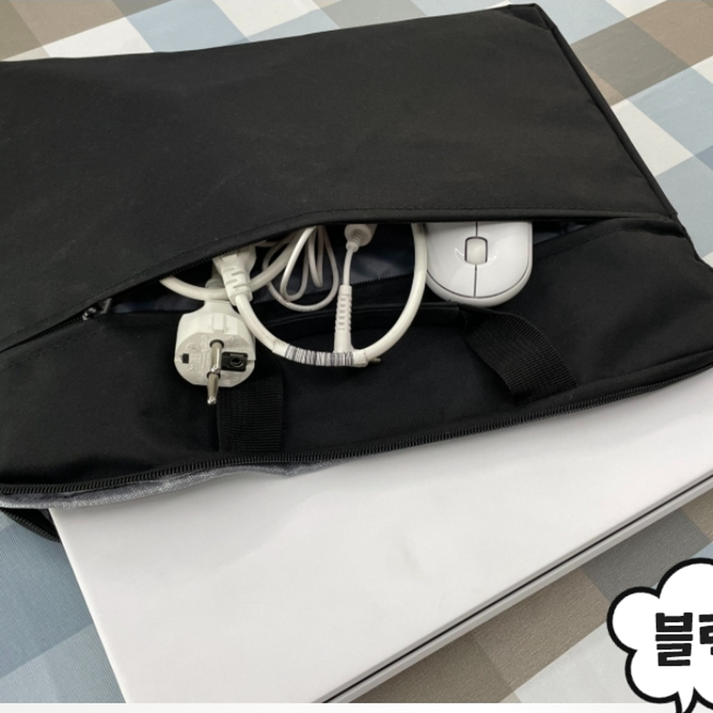 내부극세사천 크롬북케이스파우치 포터블키보드마우스수납가방 15.6인치 블랙 - 상세 이미지 4