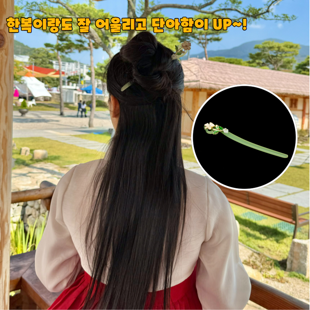 우아한느낌 외국인전통문화체험옥한복비녀 문화행사박람회전시비녀 진주꽃 - 상세 이미지 4