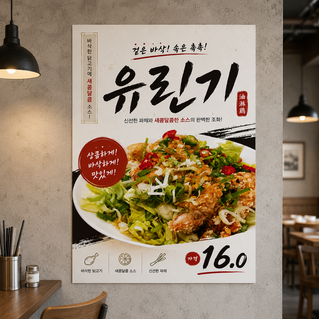 유린기 포스터 제작 메뉴 인쇄 디자인 식당 B 반광택 인화지 235g A3 - 상품 이미지