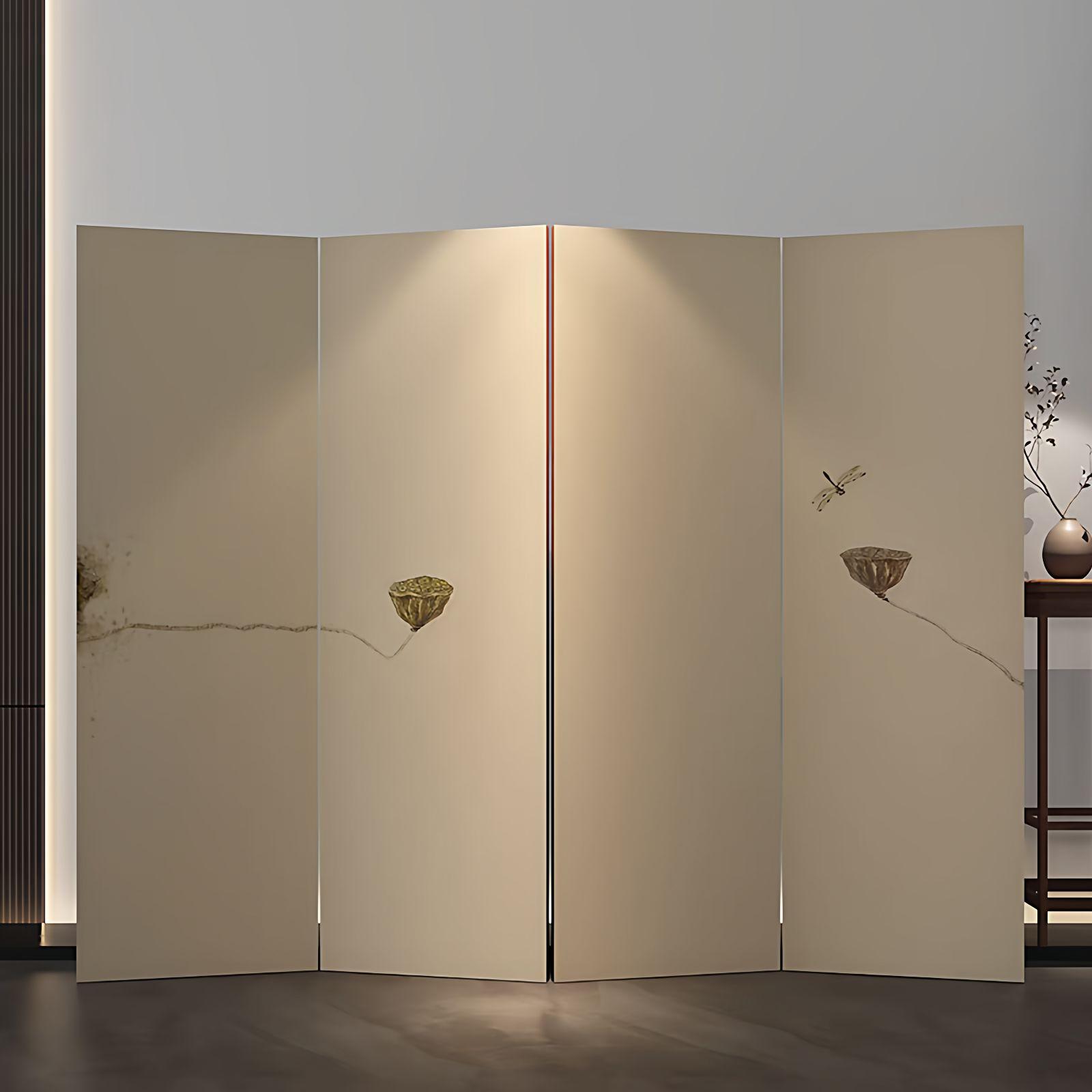 인테리어 병풍 접이식 파티션 동양화 자수 가림막 장식 폭 0.4m x 높이 1.8m x 5패널 - 상품 이미지