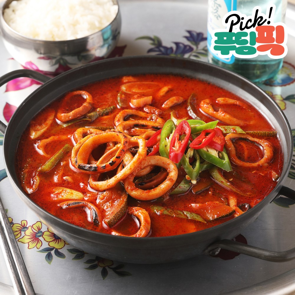 [푸딩픽] 원팩 오징어찌개 180g 밀키트 10분완성 캠핑 자취생 안주 - 상품 이미지