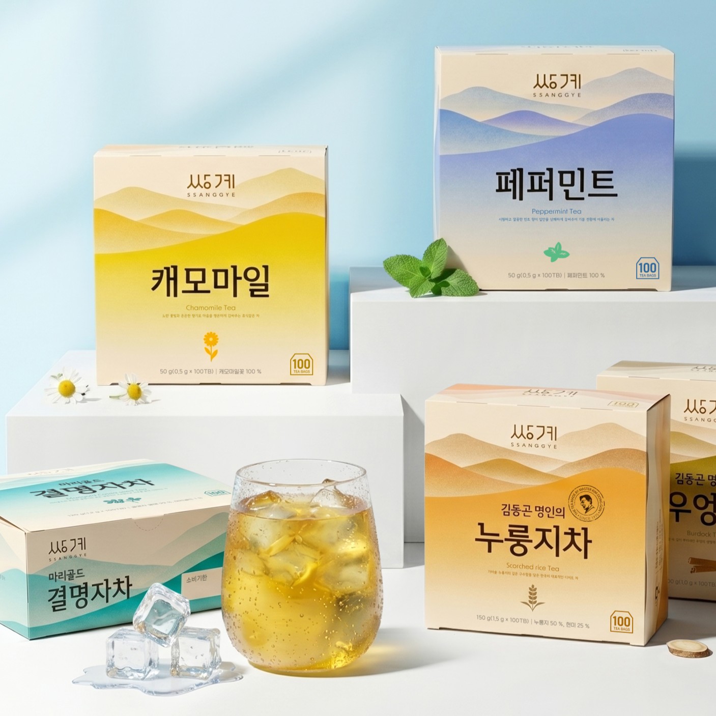 쌍계명차 김동곤 명인이 만든 100티백 14종 누룽지차 캐모마일 페퍼민트 녹차 우엉차 - 상품 이미지