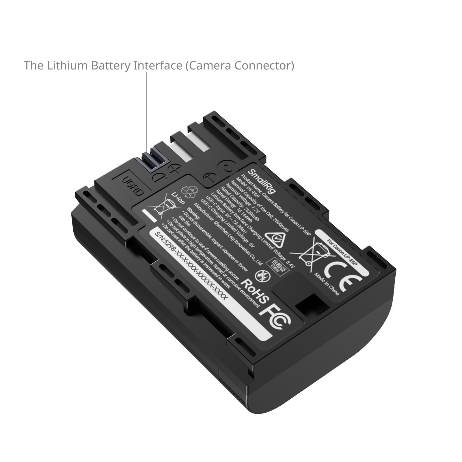 스몰리그 Canon LP-E6P용 USB-C 충전식 카메라 배터리 (잔량 디스플레이) 5298 - 상세 이미지 4
