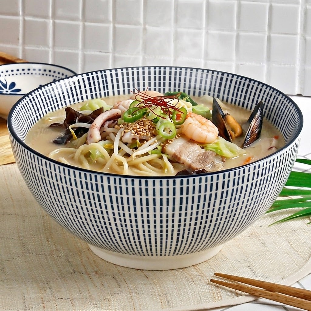아키 도자기 면기 라면 냉면 우동 일본 라멘 비빔밥 그릇 1개, 20cm, KT-13 - 상세 이미지 2