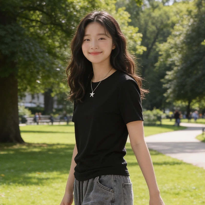 리오셀 꾸안꾸 쿨링 여성 반팔티 라운드 티 - 상세 이미지 5