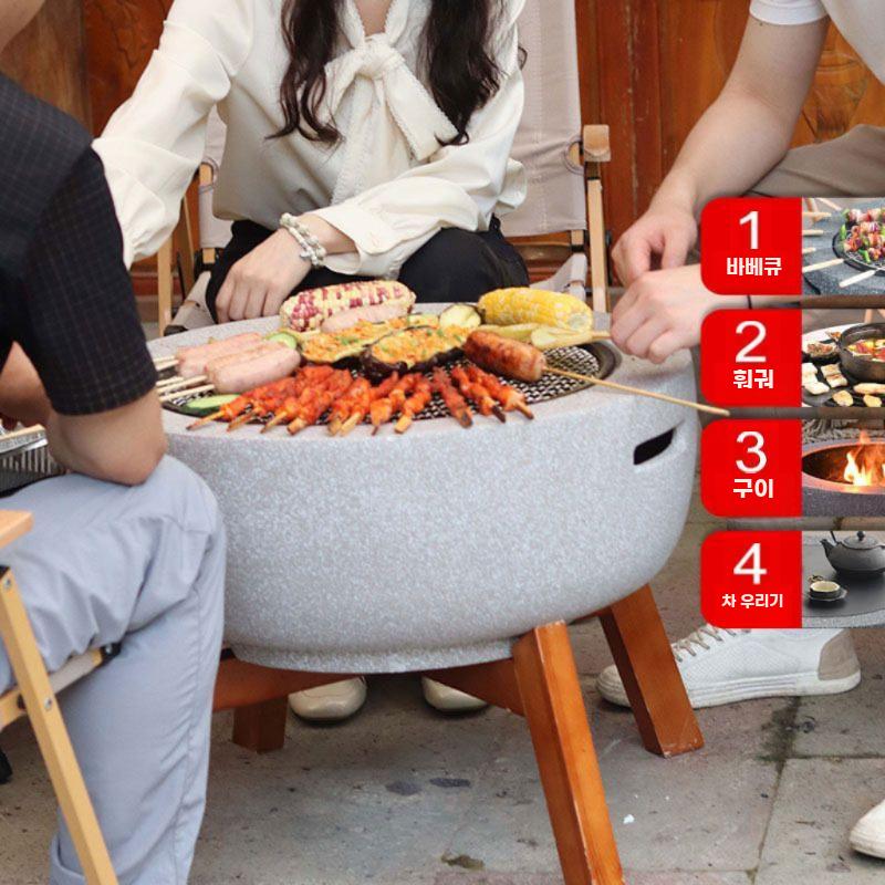 가정용 숯불 화로 세트 실내 야외 겸용 난방 바비큐 밝은색 44cm 오븐 - 상세 이미지 4