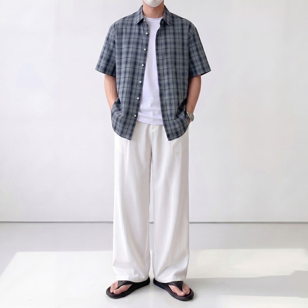1+1 남자체크셔츠 남자시어서커셔츠 - 상세 이미지 2