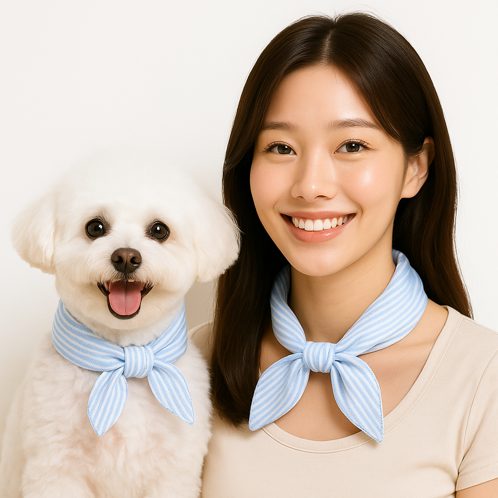 강아지 쿨 스카프 머플러 케이프 애견 여름 목도리 블루S - 상세 이미지 2