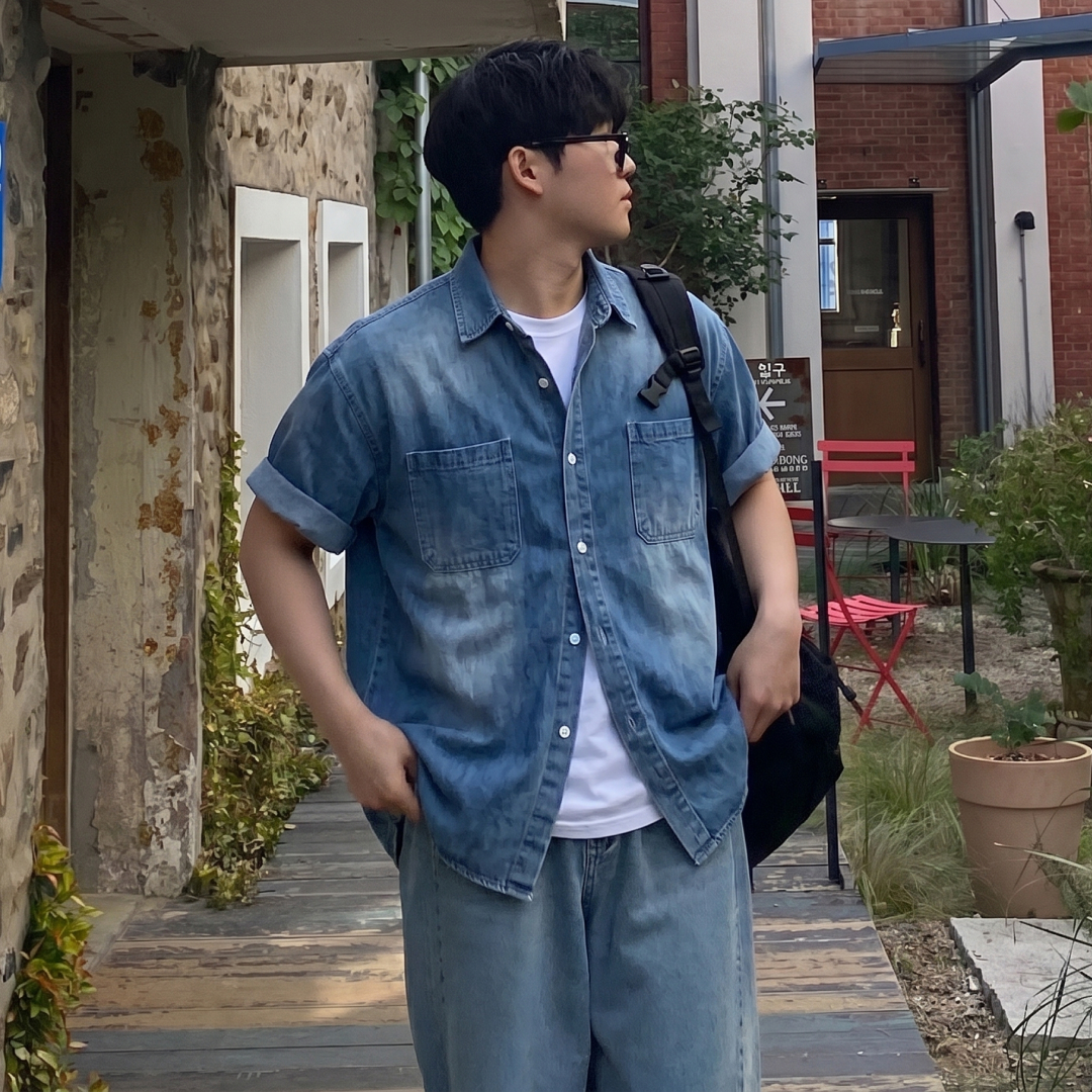 남자반팔남방 남자청남방 웨스턴셔츠 반팔와이셔츠 이미지 6