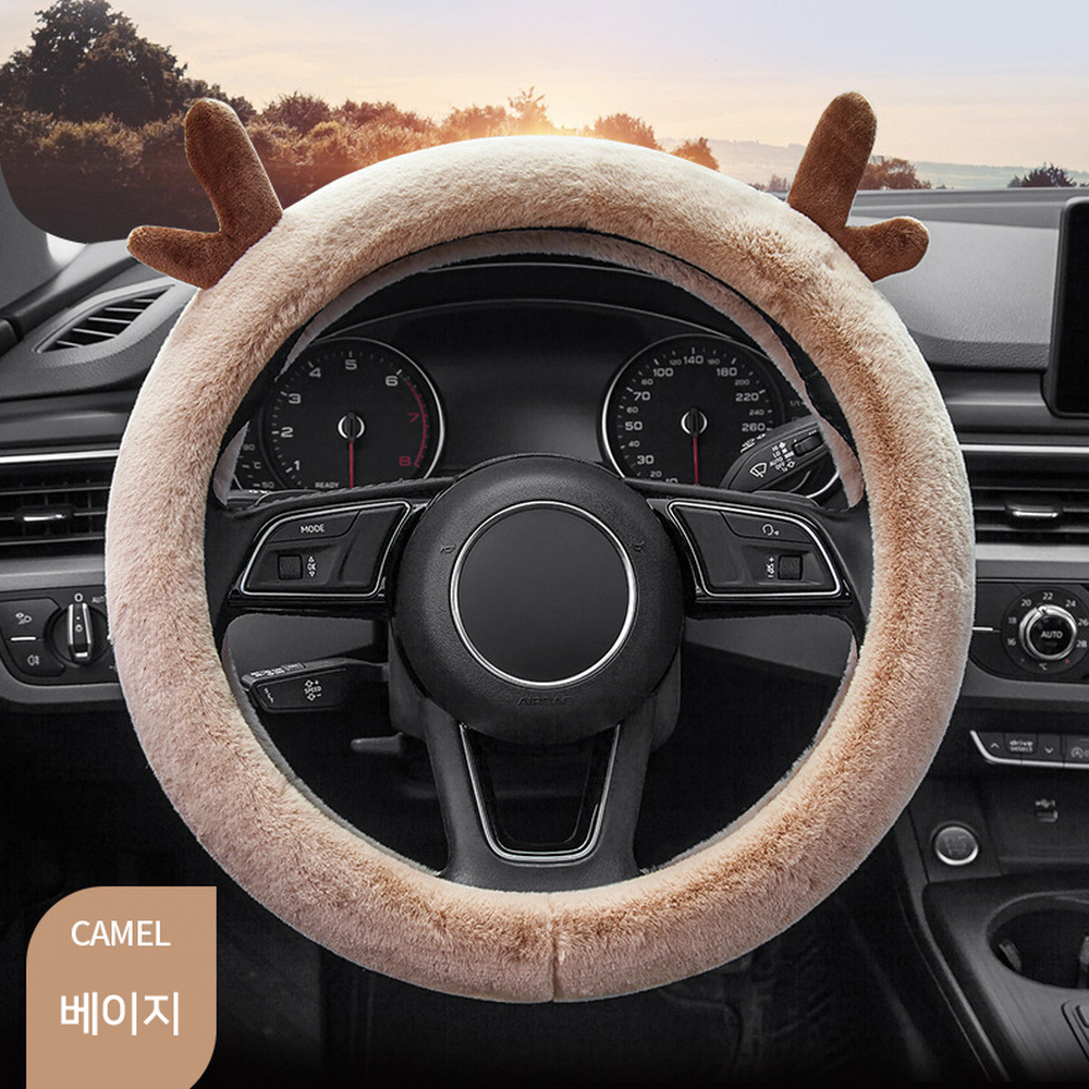 극세사기모 루돌프뿔핸들커버 겨울자동차핸들커버 4색상 크리스마스차꾸미기 - 상세 이미지 4
