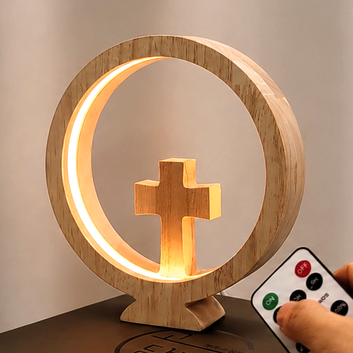 LED 원목 십자가 무드등 기독교 새신자 교회 선물 상품 이미지