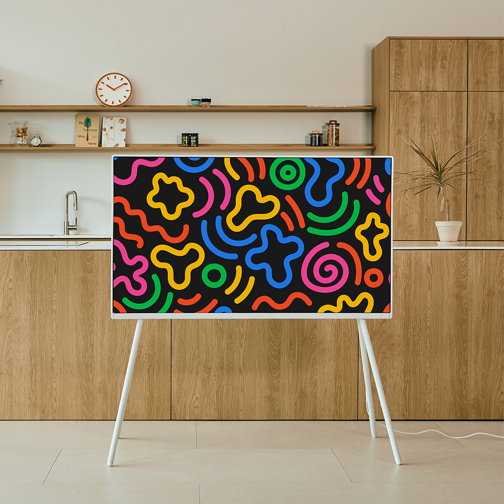 와이드아트뷰 더프리미엄 화이트 이젤스탠드 셋트 QLED 139cm(55인치) 4K UHD 구글 스마트 TV 인테리어 티비 거치대 액자 프레임 - 상품 이미지