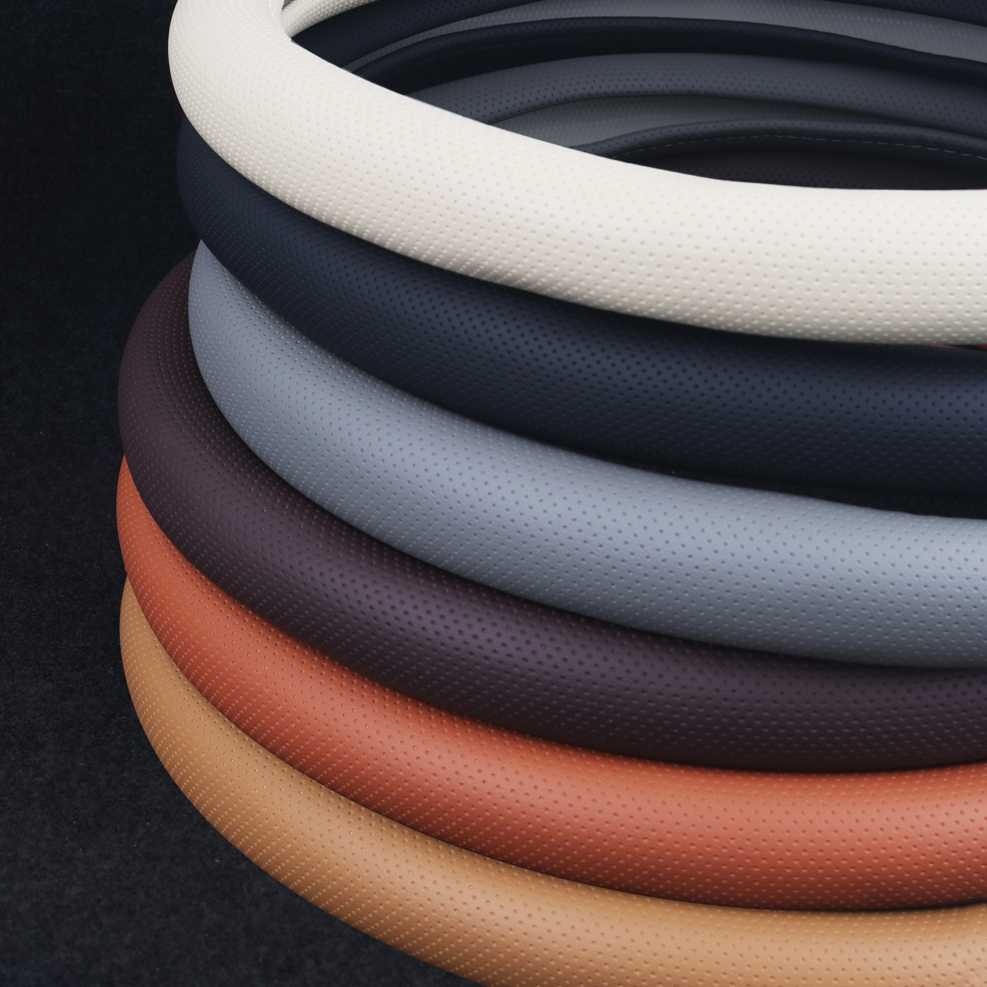 지엠지모터스 자동차핸들커버 얇은 가죽 차량용 레이 실리콘 타공