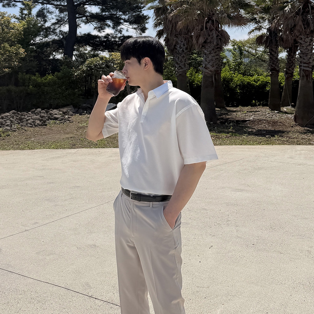 남자 케팬 여름 링클프리 린넨 반팔 반오픈 카라 셔츠 7컬러 이미지 7