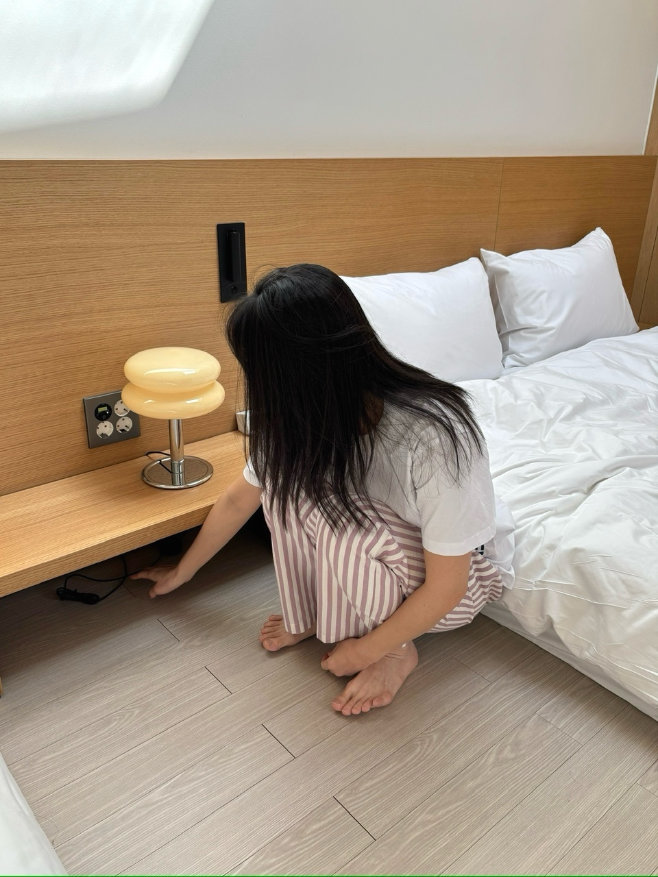 라메종 론드흐 프리미엄 바이오워싱 순면 브리즈 스트라이프 파자마 잠옷 바지 - 상세 이미지 3