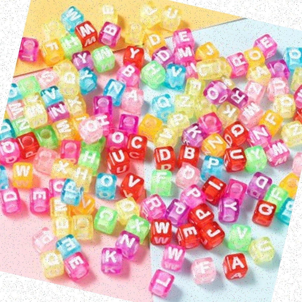 알파벳비즈 비즈 알파벳 아크릴 사각 공예재료 이니셜 사각비즈 반투명비즈(주문의2배수량 배송) - 상품 이미지