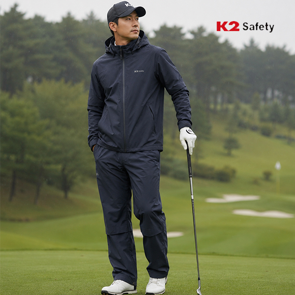 K2 세이프티 여름 바람막이 경량 바지 우의 세트 남자 골프자켓 방수 후드 레인쉘터셋업 - 상품 이미지