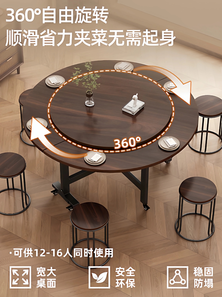 접이식 원형 세라믹식탁 다이닝 테이블 카페 확장 원탁 1.2m 이미지 6