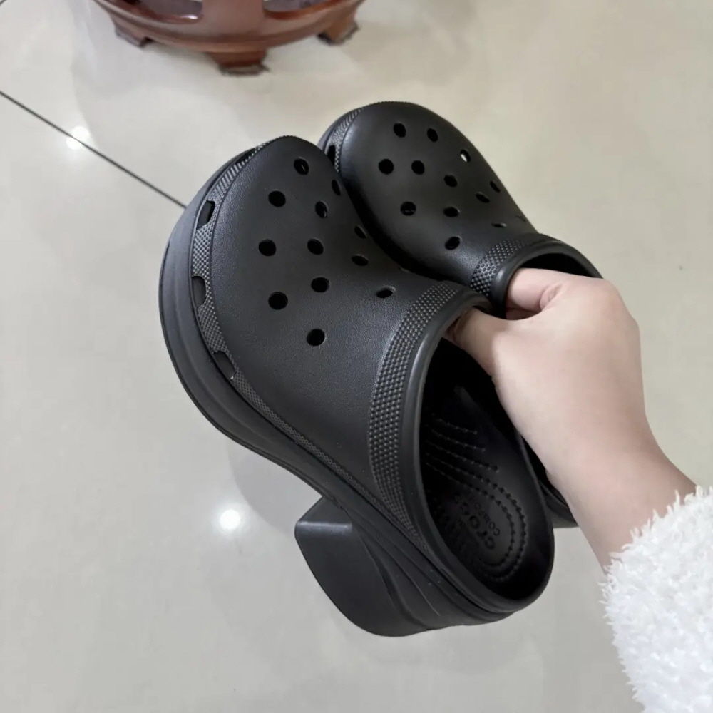 크록스 사이렌 클로그 키높이 통굽 샌들 슬리퍼 블랙 208547-001, 베이지 208547-2Y2 - 상세 이미지 2