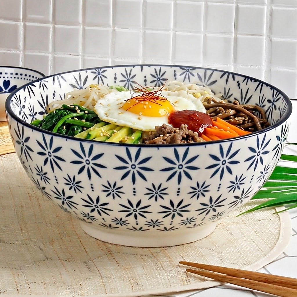 아키 도자기 면기 라면 냉면 우동 일본 라멘 비빔밥 그릇 1개, 20cm, KT-14 - 상세 이미지 2