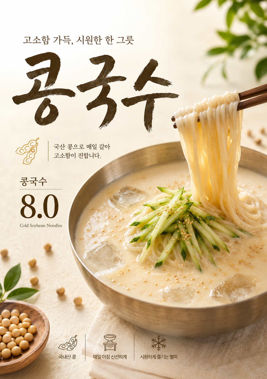 콩국수 포스터 제작 메뉴 인쇄 디자인 식당 B 반광택 인화지 235g A3 - 상세 이미지 2